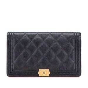 CHANEL Black Caviar Leather Wallet